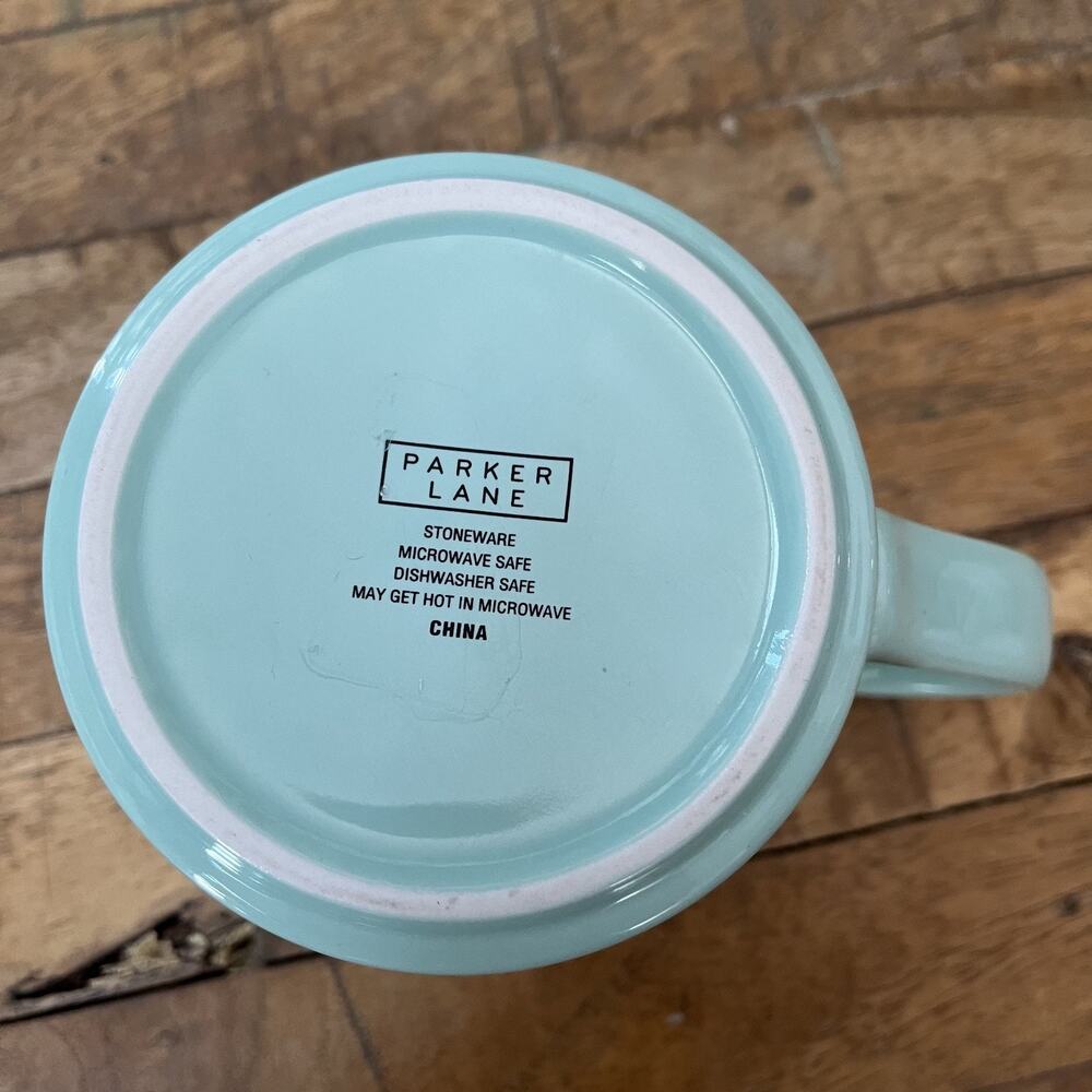 Parker Lane Mug Cat Person Coffee Tea Cup Mint Green Aqua 16 Oz Stoneware - Picture 7 of 10